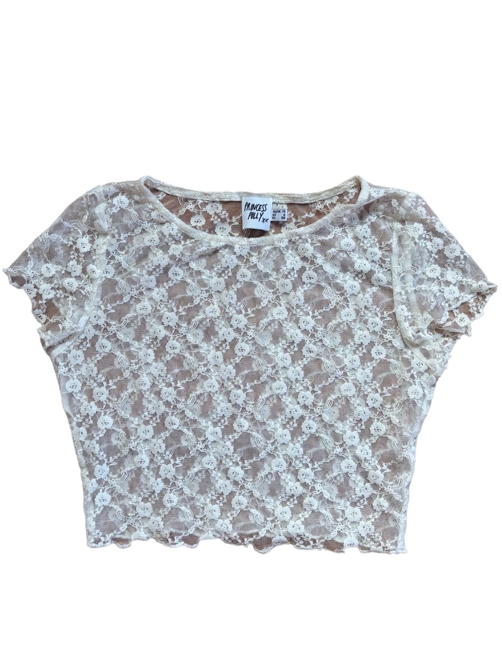 Ivory Lace Short Sleeve Crop Top